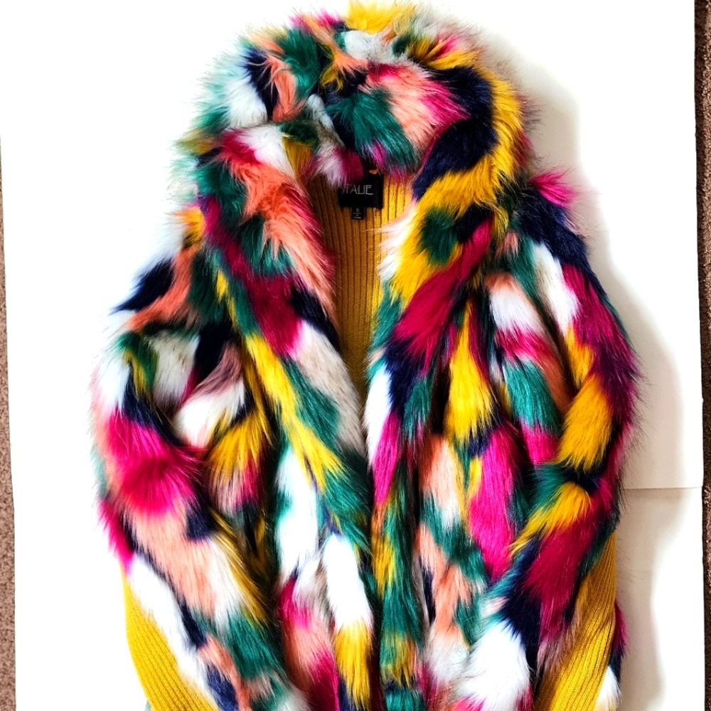 Colorful Faux Fur Women's Sweater